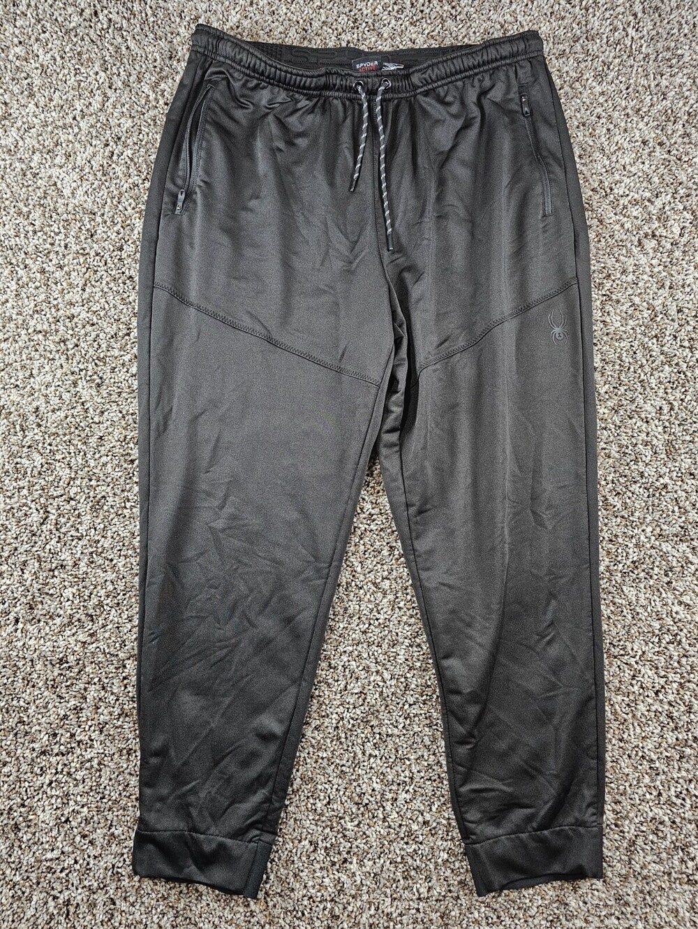 Spyder Active Mens Sz XL Athletic Track Pants Black Jogger Leg